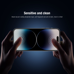 Стекло на экран и защитные линзы на камеру от Nillkin для iPhone 14 Pro Max, (комплект 2 в 1) серия 2-in-1 HD Full Screen Tempered Glass Screen Protector