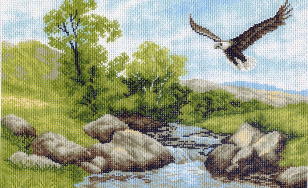 "Орел над рекой"-0716 канва с рисунком