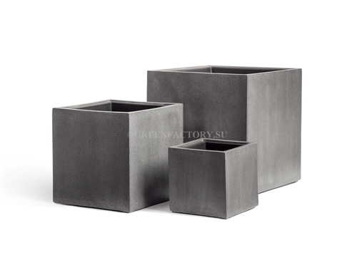 Кашпо TREEZ Effectory - Beton - Куб - Темно-серый бетон