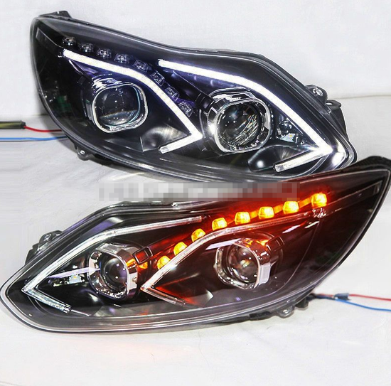 Передние фары Форд Фокус 3 2012-2014 V13 type [КОМПЛЕКТ Л+П; ходовые огни; биксеноновая линза; электрокорректор]