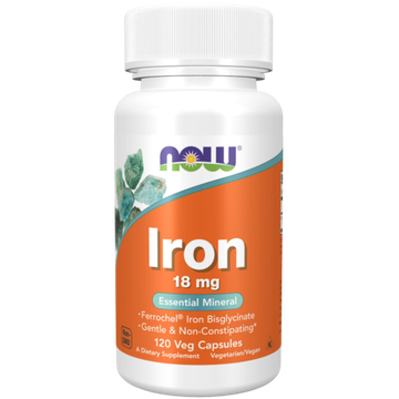 Now Foods Iron 18 mg 120 veg capsules, Железо