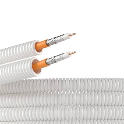 Элетротруба и из ПЛЛ не содержит галогенов, гибкая гофрированна д. 20мм, цвет белый, с кабелем Паракс РК 75-4,8-319, 100 м