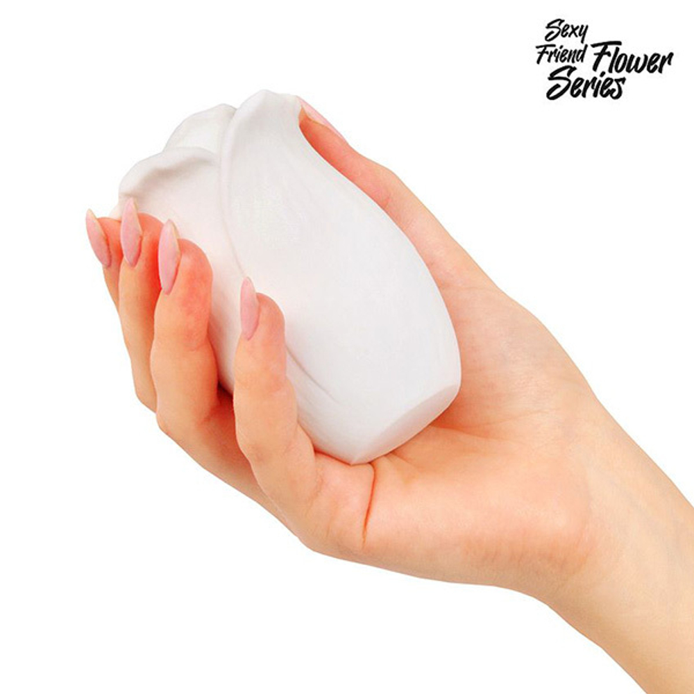 Белый нереалистичный мастурбатор 15см в форме бутона цветка Bior Toys Sexy Friend Flower White Rose SF-70285