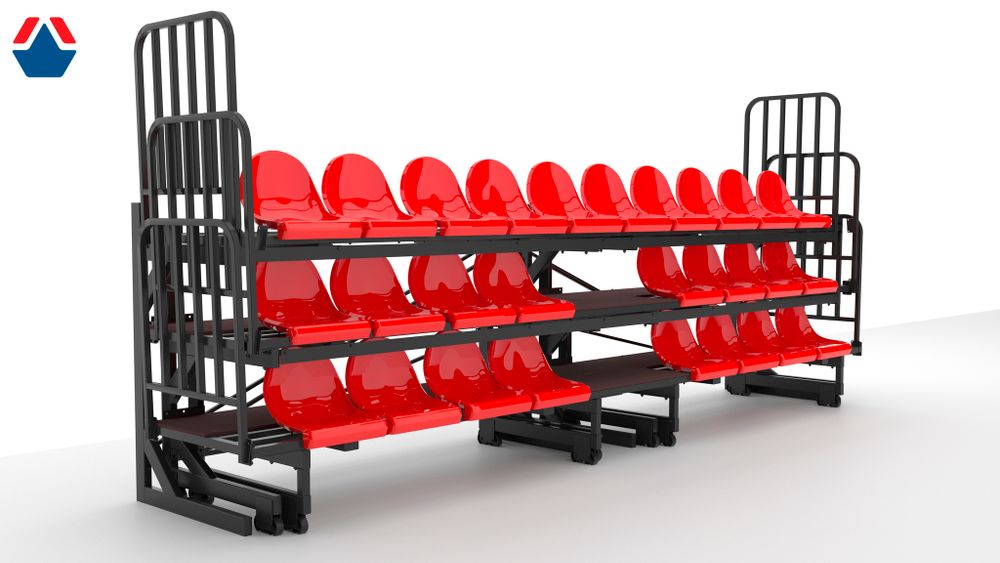 Трибуна телескопическая 3-х рядная на 26 мест