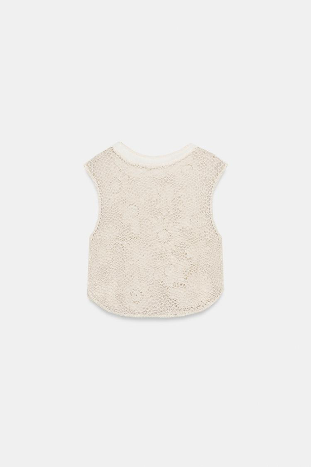 ZARA ТОП ИЗ КРУЖЕВА КРОШЕ С ЦВЕТОЧНЫМ УЗОРОМ, БЕЛЫЙ