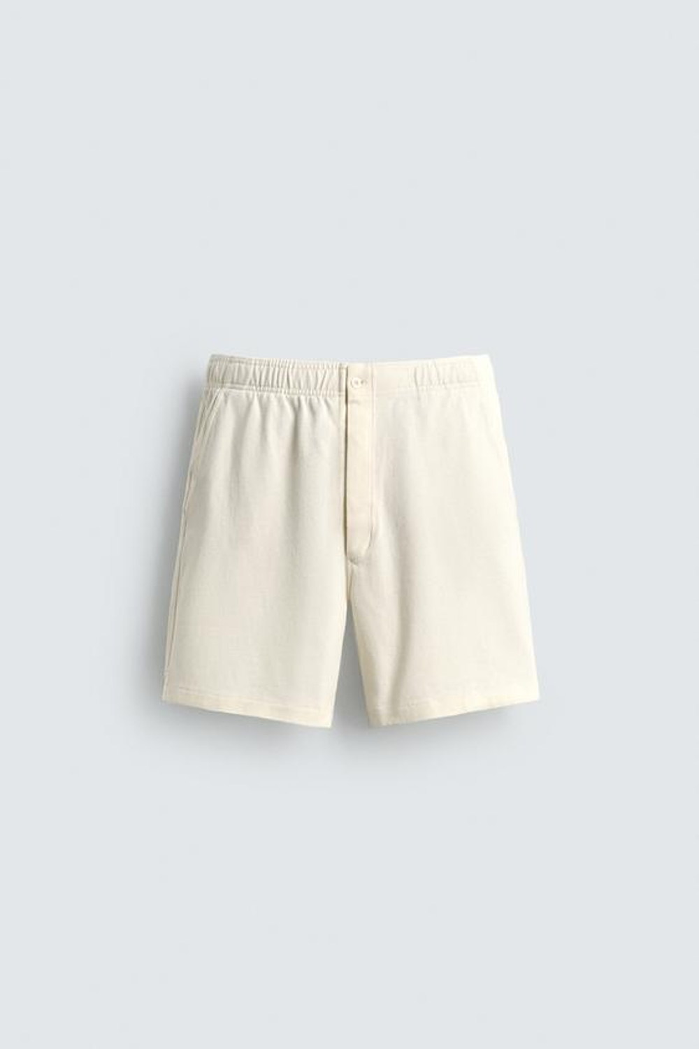 ZARA ШОРТЫ-ДЖОГГЕРЫ REGULAR FIT, ЖЕЛТОВАТО-БЕЛЫЙ