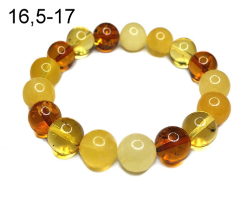 Браслет из разноцветных крупных янтарных шаров