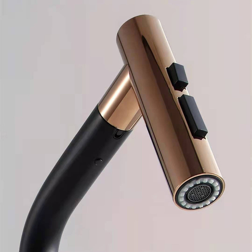 Кухонный смеситель, 175х425 мм, цвет PVD rosy + electrophoresis Black
