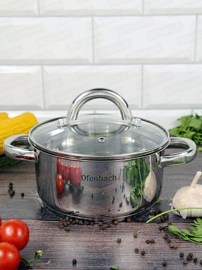 Кастрюля 1,5 л. из нержавеющей стали Ofenbach NB 100523 с крышкой