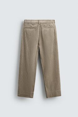 ZARA ВЕЛЬВЕТОВЫЕ БРЮКИ СВОБОДНОГО КРОЯ, БЕЖЕВЫЙ