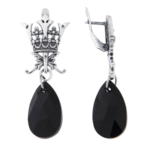 "Габсбург" серьги в серебряном покрытии из коллекции "Пале-Рояль" от Jenavi  с английским замком