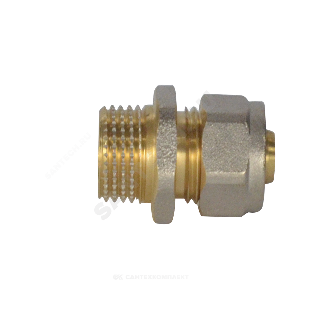 Муфта МП латунь никель обжим Дн 20х3/4" НР ГОСТ 32415-2013 7001 Aquasfera 7001-04
