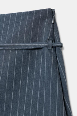 ZARA ЮБКА-ШОРТЫ С РЕМНЕМ, СИНИЙ МЕЛАНЖ