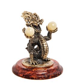 Народные промыслы AM-2715 Фигурка «Дракон Китай» (латунь, янтарь)