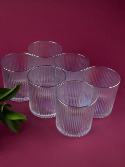 Набор ребристых бокалов для виски, 350 мл. 6 шт. перламутр