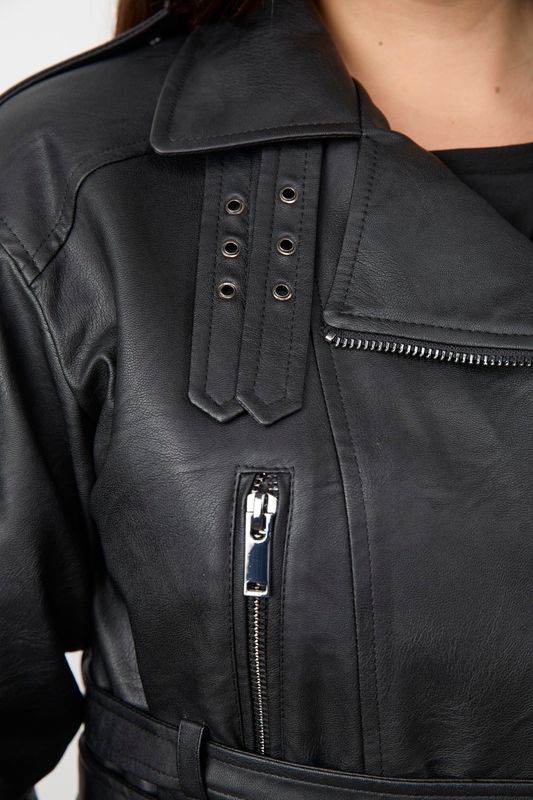 Куртка-косуха с ремнями, черный