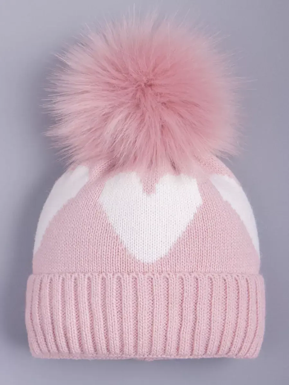 Шапка для девочки зимняя вязаная с помпоном