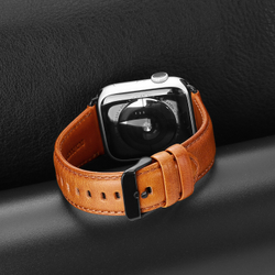Ремешок из натуральной кожи коричневого цвета от Dux Ducis для смарт часов Apple Watch 42, 44, 45, 46, 49мм, серия Business Series