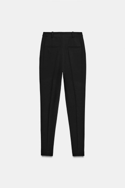 ZARA УЗКИЕ БРЮКИ С ВЫСОКОЙ ПОСАДКОЙ И МОЛНИЯМИ СНИЗУ, ЧЕРНЫЙ
