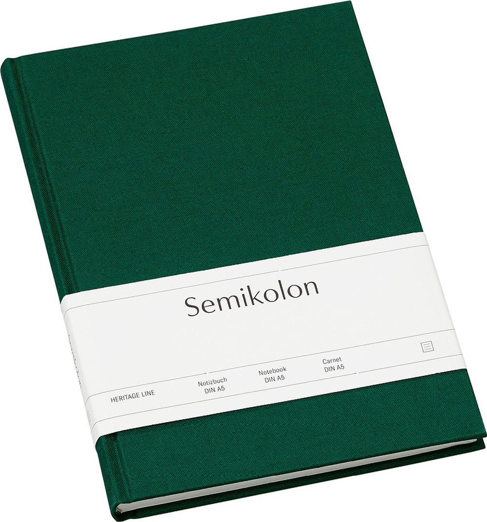 Блокнот Semikolon, Uni Classic, A5, в линейку, зелёный