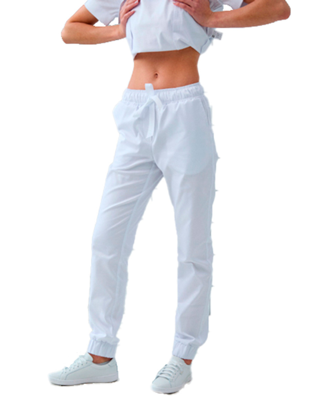 Джоггеры медицинские женские Dr. Nice DRN321 с манжетами на резинке, голубой, 52