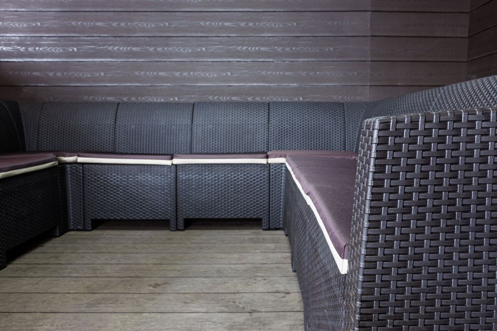 Садовый диван угловой П-образный Калифорния «California» на 10 мест с подушками на сиденье