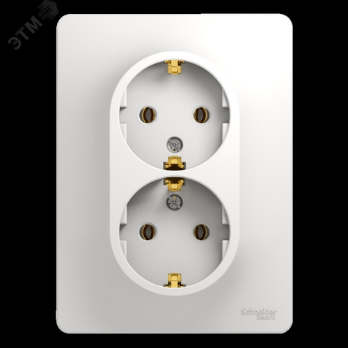 GLOSSA Розетка двойная с заземлением в сборе белая GSL000124 Systeme Electric