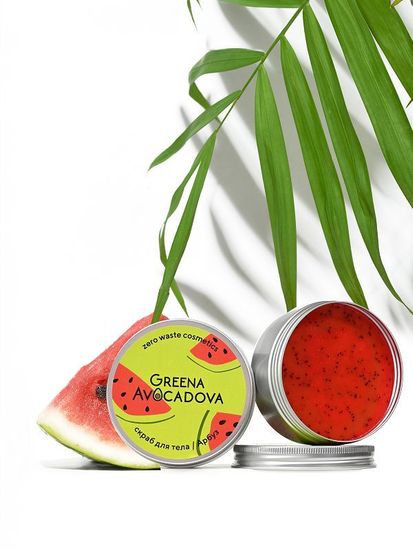 Скраб для тела сахарный Greena Avocadova арбуз, 200 мл