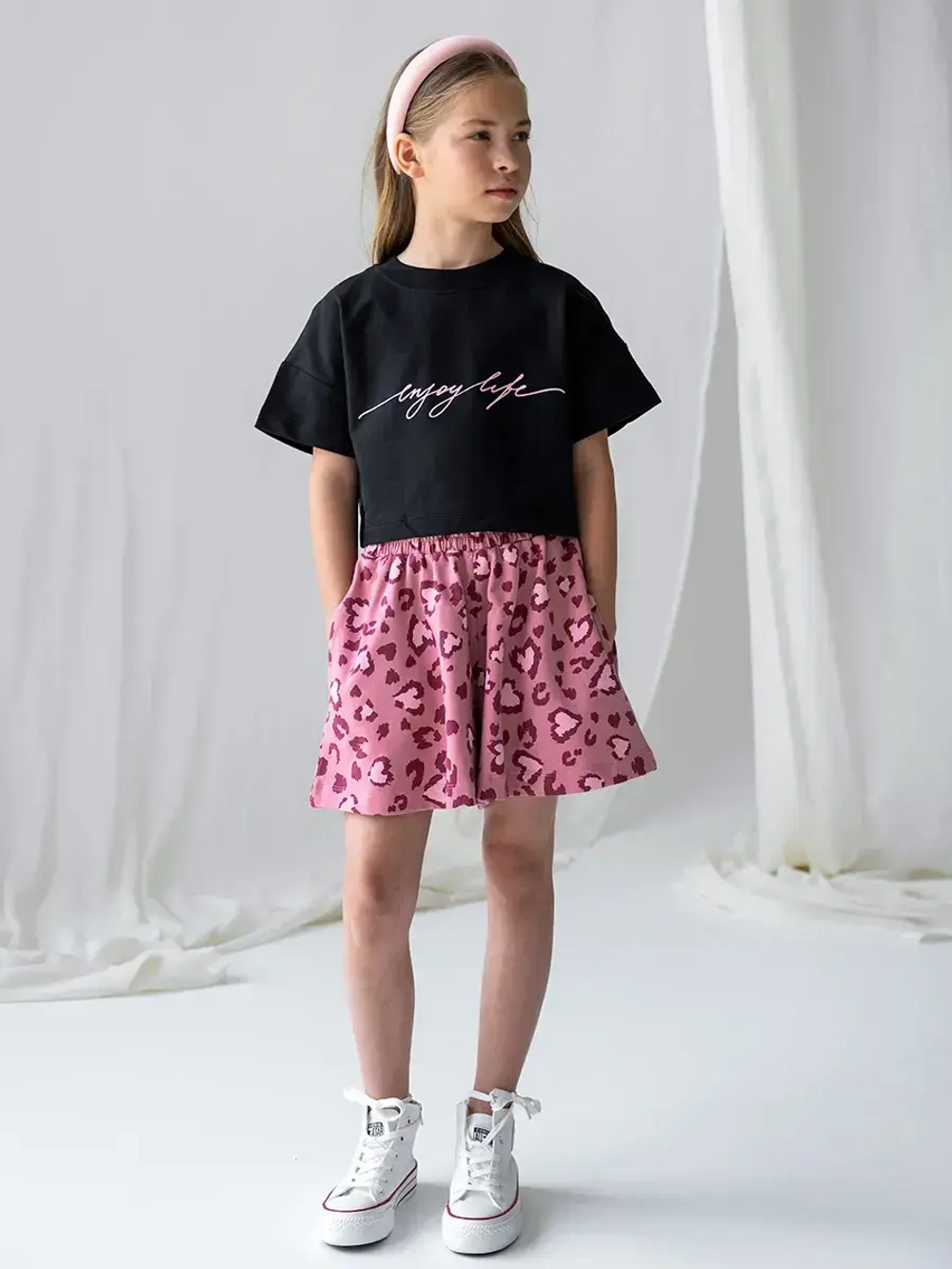 Костюм для девочки, футболка и шорты