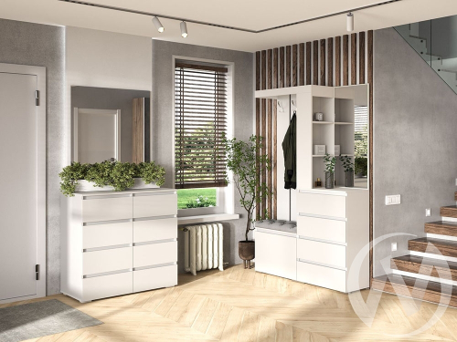 Прихожая "Хелен" (белый/белый шагрень) Комплектация 1