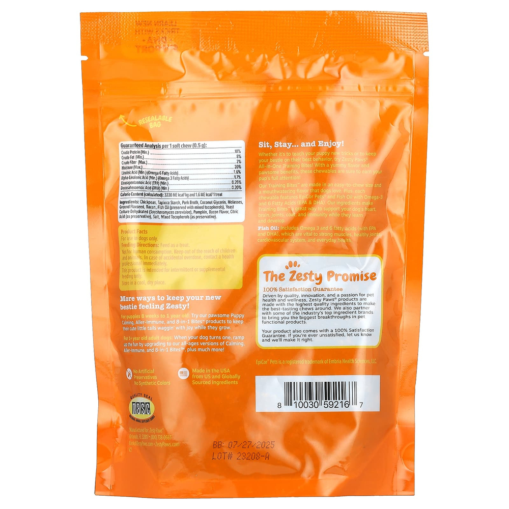 Zesty Paws, комплексные лакомства для дрессировки, для собак всех возрастов, со вкусом бекона, 340 г (12 унций)