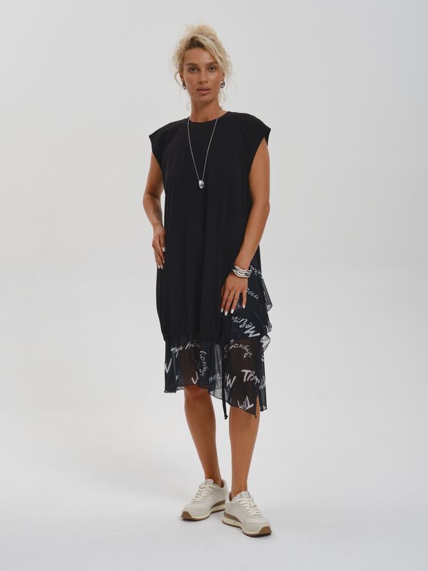 Платье с воланами буквы, черный