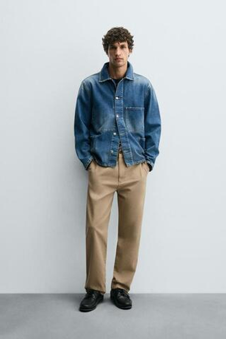 ZARA БРЮКИ ЧИНОС STRAIGHT FIT, ПЕСОЧНЫЙ