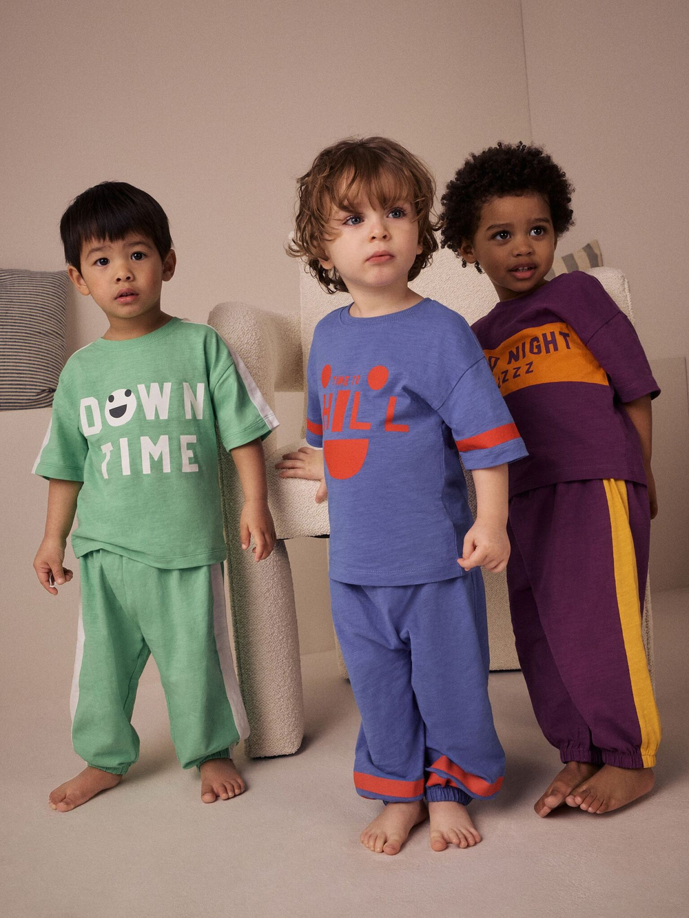Пижама для мальчика Next AC0-922, 3 шт., Зеленый, Фиолетовый, Голубой