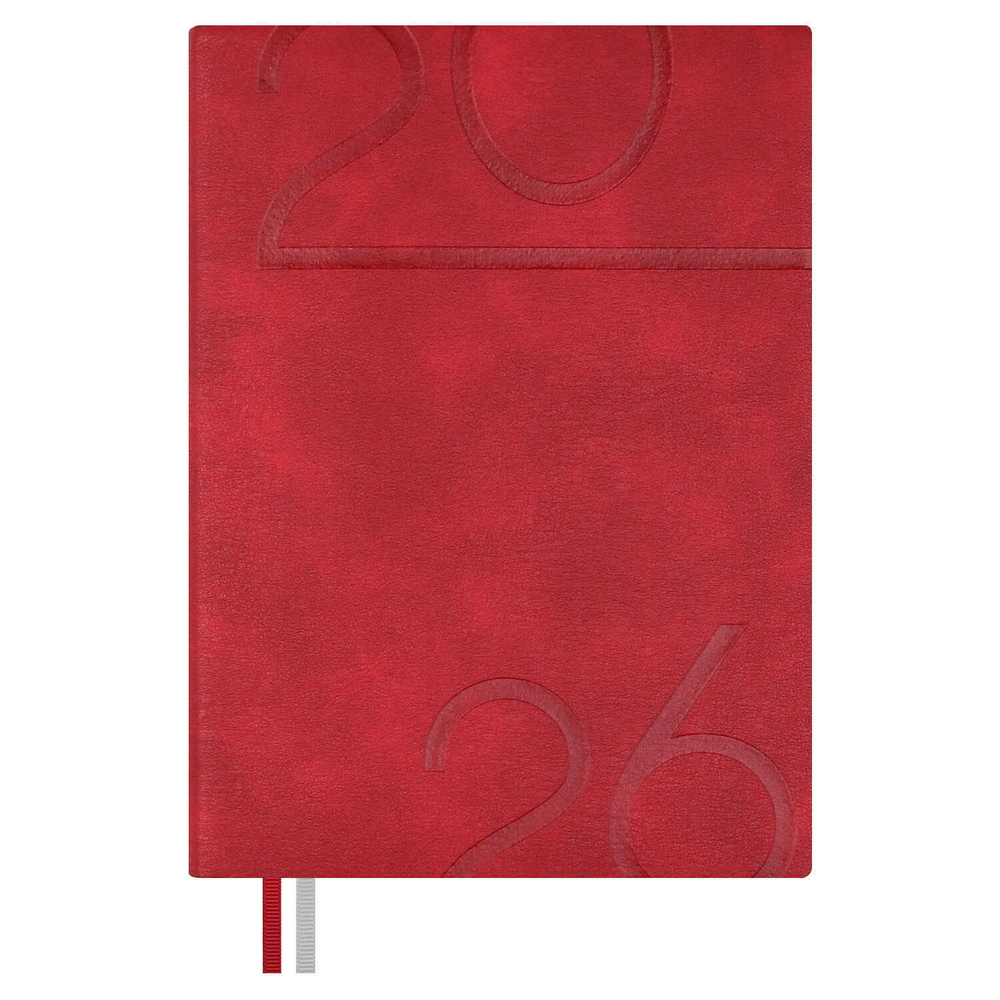 Ежедневник датированный 2026 ESCALADA, #ДУМАЙ КАК МИЛЛИАРДЕР, А6+, 176 л., арт. 70302/ 20 ЛЕЗЕРЕТТО КРАСНЫЙ (кожзам: 126x174 мм, мягкий переплёт, материал обложки: искусственная кожа "Лезеретто"; декор: блинтовое тиснение; способ крепления блока: нит
