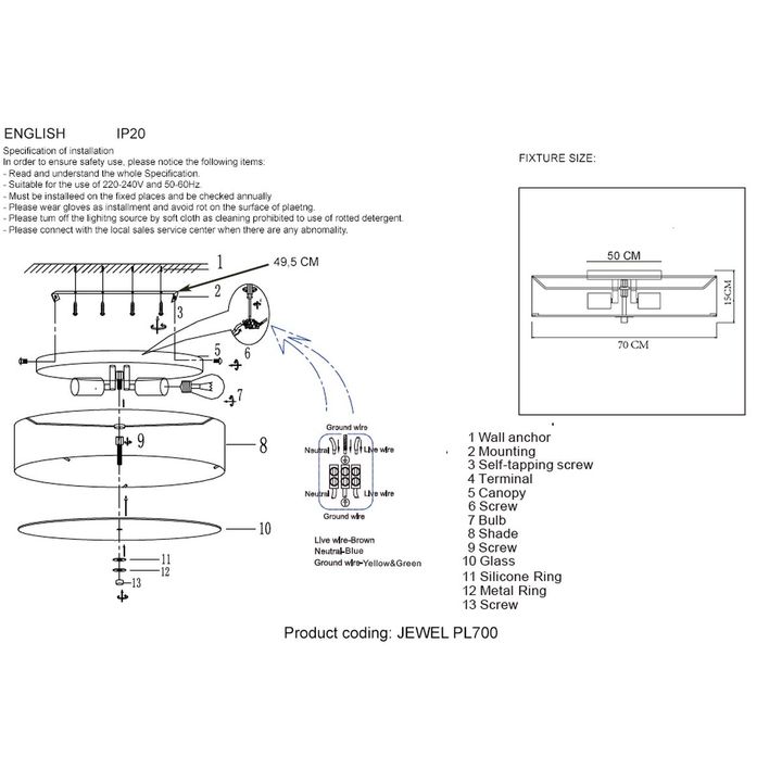 Потолочный светильник Crystal Lux Jewel PL700 Gray