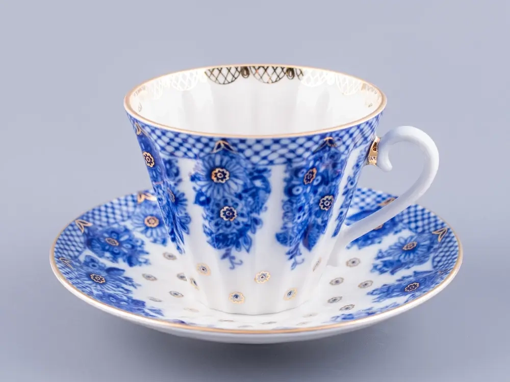 Чашка с блюдцем чайная 235 мл форма Лучистая рисунок Корзиночка арт. 81.10303.00.1