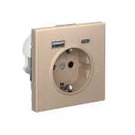 ARTGALLERY РОЗЕТКА 16А с 2 USB A+C, 5В/2,4А/3,0А, 2х5В/1,5А, механизм, ПЕСОЧНЫЙ