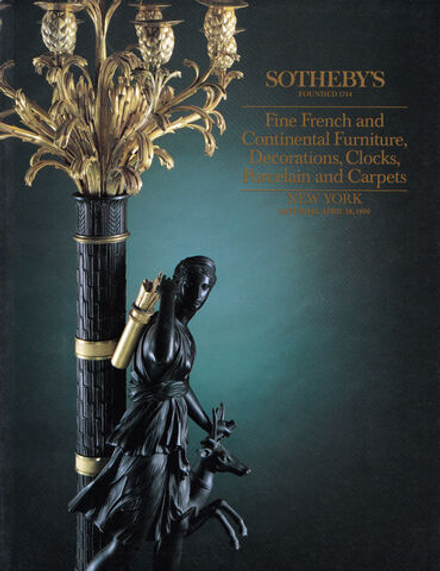 Каталог аукциона Sotheby's, Нью-Йорк, Мебель, предметы интерьера, часы, фарфор, французские и европейские ковры от 28 апреля 1990 года