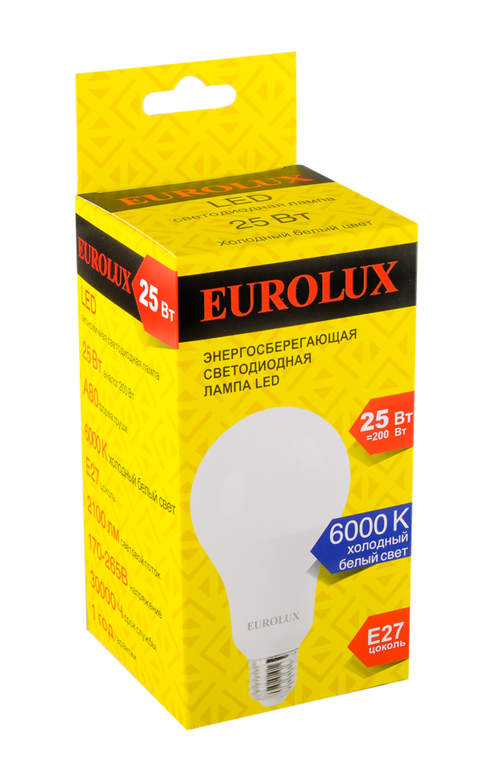 Лампа светодиодная Eurolux LL-E-A80-25W-230-6K-E27