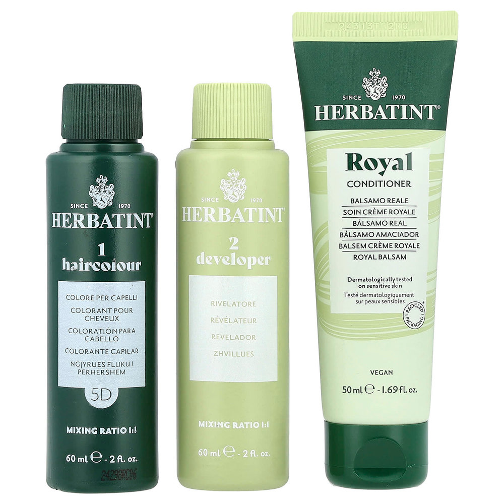 Herbatint, стойкая гель-краска для волос, 5D, светлый пепельный каштан, 135 мл (4,56 жидк. унции)