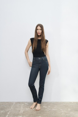 ZARA ДЖИНСЫ SKINNY С ВЫСОКОЙ ПОСАДКОЙ — ZW COLLECTION, ТЕМНО-СЕРЫЙ
