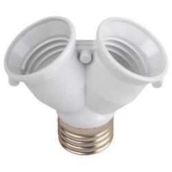Патрон-разветвитель ЭРА цокольный Е27-2хЕ27 белый