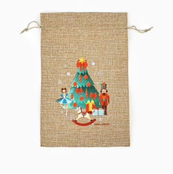 Мешочек подарочный новогодний с термонаклейкой 20х30 см