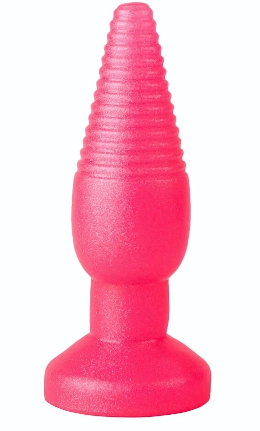 Розовая анальная втулка с рёбрышками - 14 см. (Цвет: розовый)