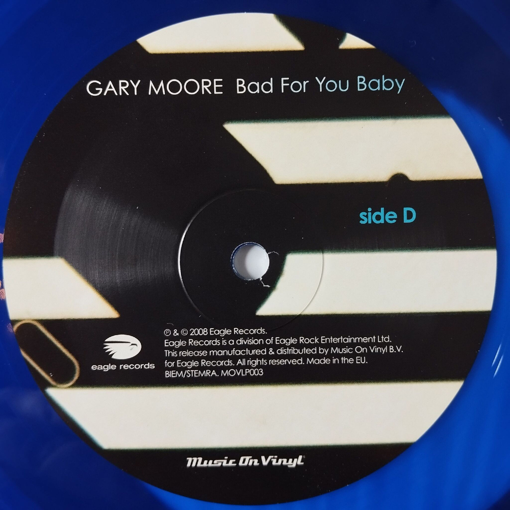 Винтажная виниловая пластинка LP Gary Moore Bad For You Baby (EU 2017) (Blue Vinyl)