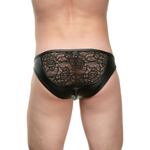 Мужские трусы-слипы с кружевной вставкой сзади (Размер: L-XL) (Цвет: черный)