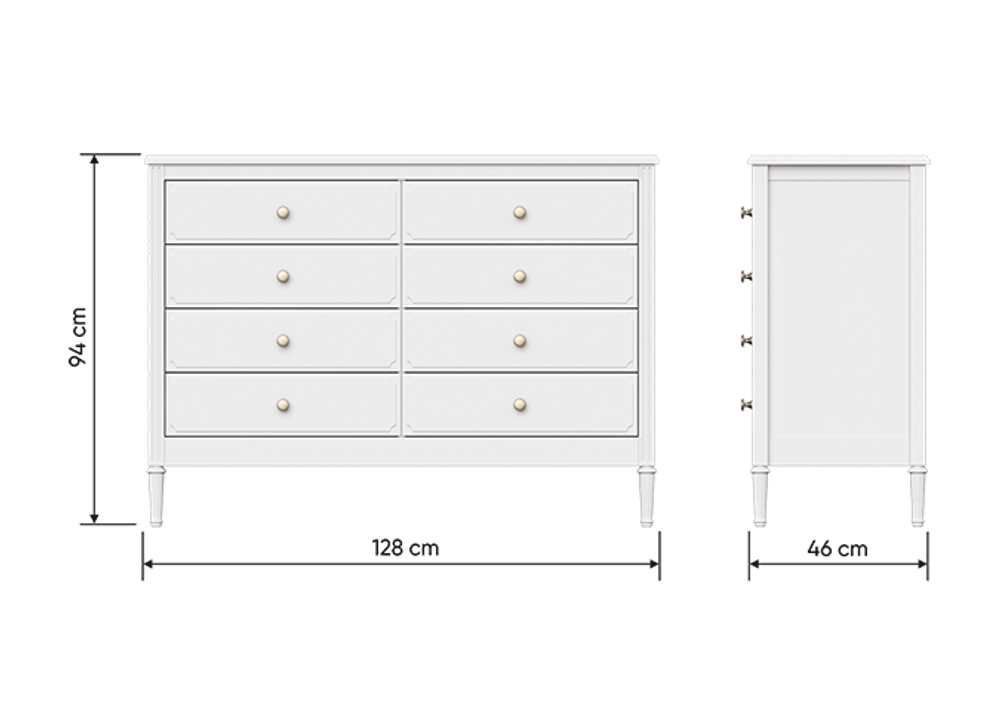 Комод Elit 8 ящиков (белый)