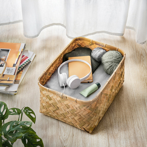 Корзина IKEA MJOLKKANNA (МЬЁЛККАННА), Бамбук, 25x35x18 см