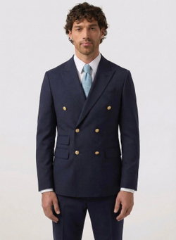Мужской костюм двубортный (темно-синий) А70